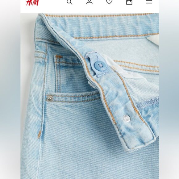 H&M Girl’s WIDE HIGH JEANS Light Denim Blue - Picture 3 of 10